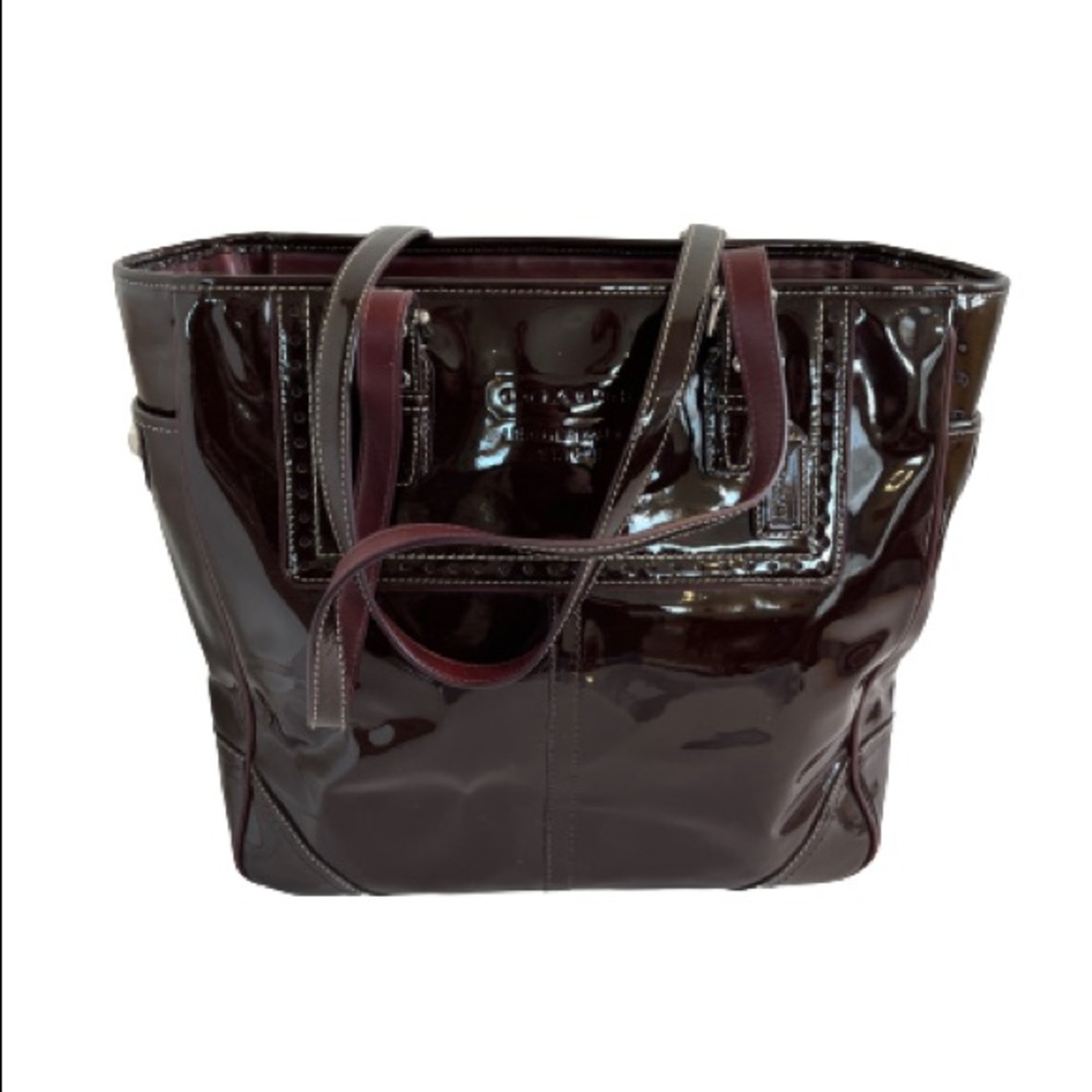 Coach Burgundy Patent Leather Gallery Tote.
